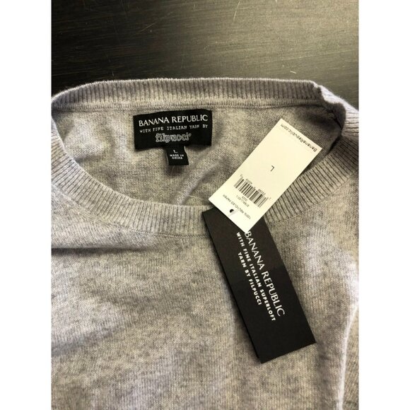 NWT Banana Republic Grey Marled Crewneck Long-Sleeve Wool Blend - Size Large - Picture 2 of 10